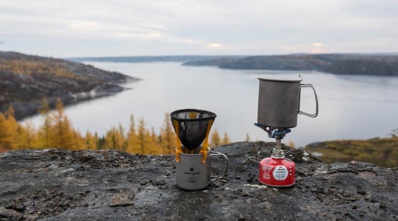 Réchaud msr et café - Vu sur la rivière Koksoak