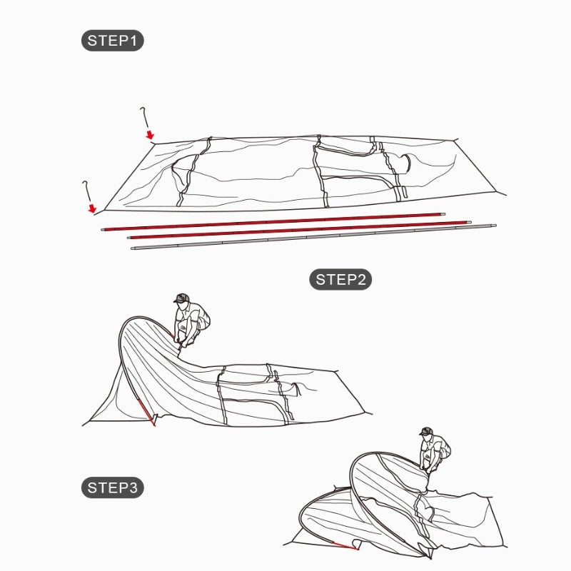 Tente tunnel 3 places avec auvent - OPALUS 3