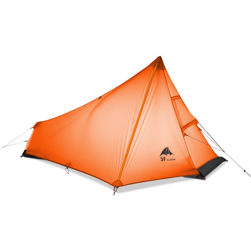 Tente Ultra légère 1 place orange - Tente de randonnée ultra légère - Tente 3F UL Gear CangQiong 1 - Tente 1 place Ultra Légère sans pôle - Koksoak Outdoor