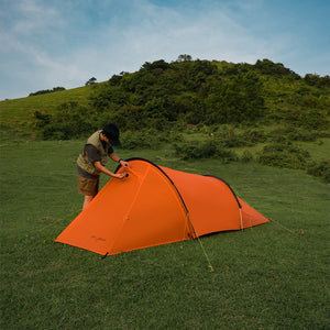 Campeur avec tente tunnel 4 saisons - Taihang 2 chambres couleur orange