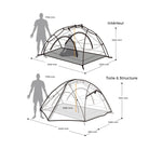 Dimension de la Tente 2  places Star-River 2 grise de Naturehike - Tente autoportante - Koksoak Outdoor co.