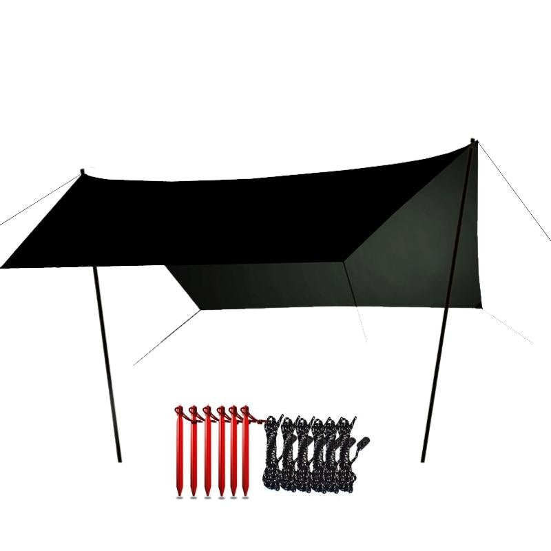 Tarp light noir avec piquets et cordes - Bâche de camping hexagonale -  Tarp camping - Koksoak Outdoor