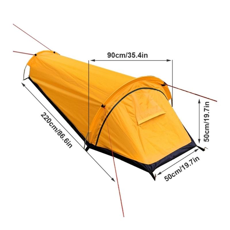 Dimension de la Tente Sarcophage 1 place jaune - Biwy 1 place - Koksoak Outdoor