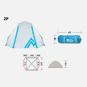 Dimension Tente 2 places Cold Mountain 2 de Mobi Garden - Tente Blanche et bleu