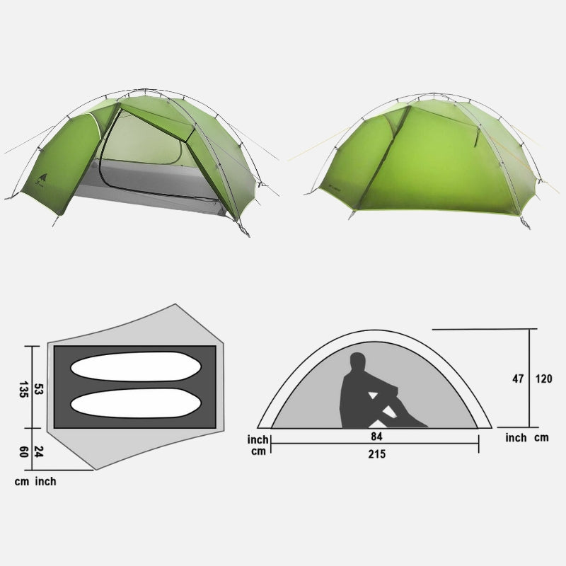 Dimension de la tente Ultra légère 2 places Taiji 2 - 3F UL Gear