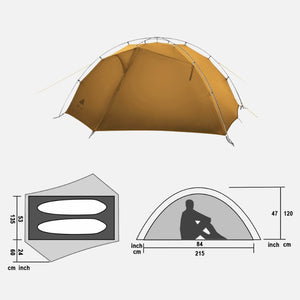 Dimension de la tente Ultra légère 2 places Taiji 2 - 3F UL Gear