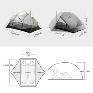 Tente Ultra Légère 2 places - Dimensions de la Cloud 2 de 3F UL Gear - Tente 2 places Koksoak Outdoor