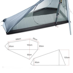 Tente Ultra légère 1 place grise - Tente de randonnée sans pôle - Tente 3F UL Gear CangQiong 1- Tente 1 place Ultra Légère sans pôle - Koksoak Outdoor