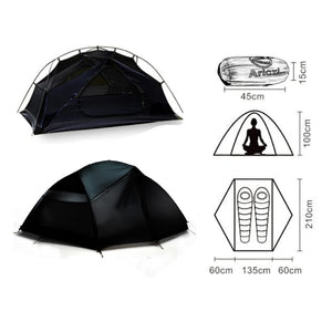 Dimension Tente de randonnée 2 places - Tente Ultra Légère 2 places - Tente 2 places légère noir - Koksoak Outdoor - Tente Aricxi