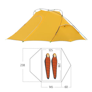 Dimensions de la Tente 2 places Crescent 2 jaune - Koksoak Outdoor